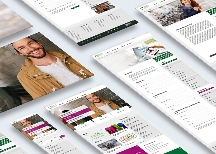 Kacheldarstellung einer Website in verschiedenen Viewports