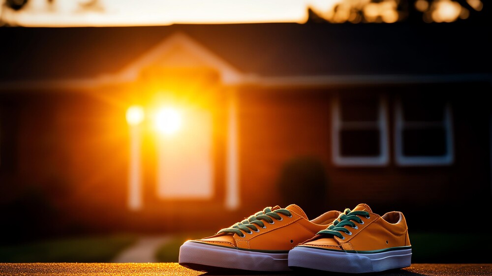 Schuhe vor einem Haus